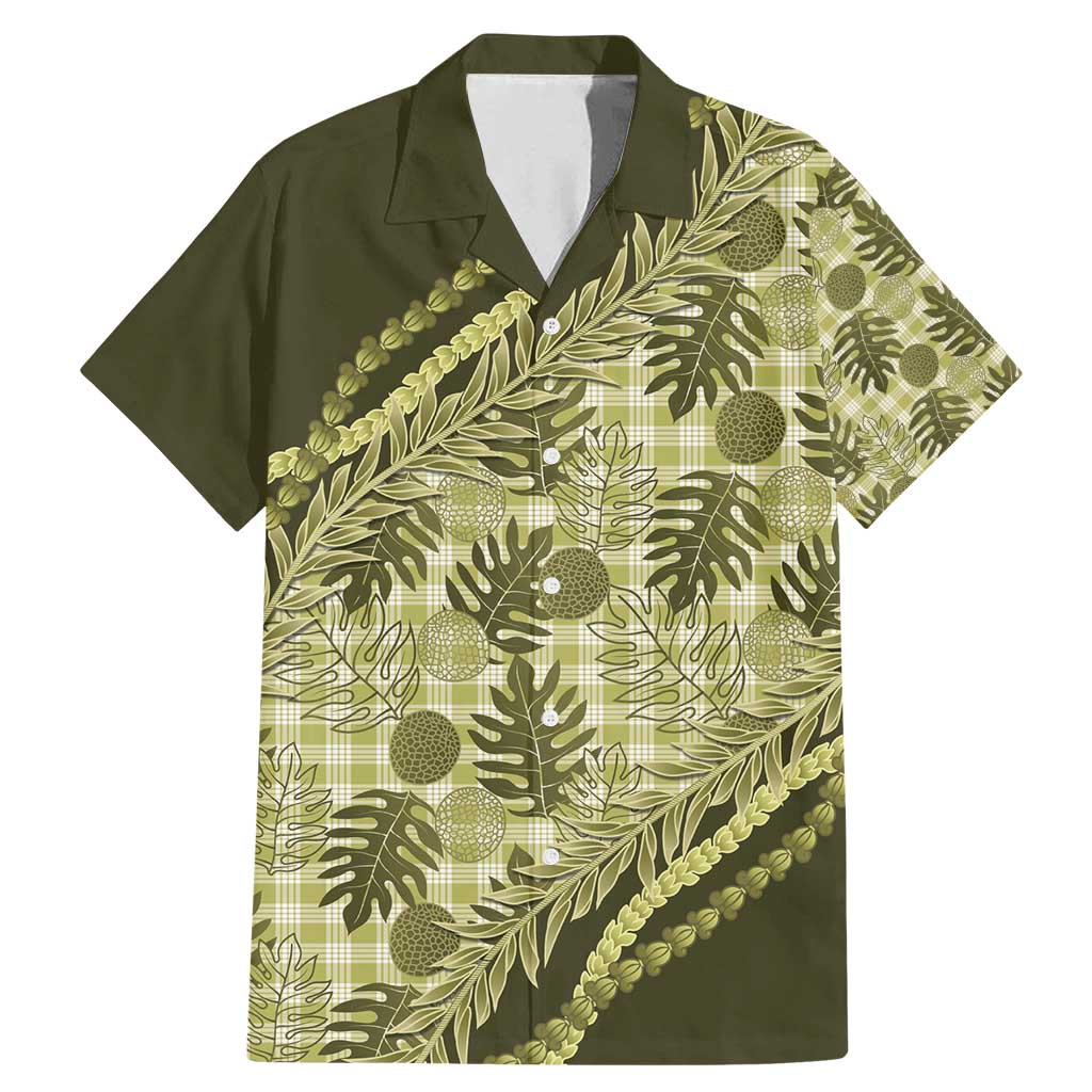 Hawaii Breadfruit Palaka Family Matching Mermaid Dress and Hawaiian Shirt Omaomao Maile Lei - Polynesian Pride