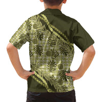 Hawaii Breadfruit Palaka Family Matching Off Shoulder Maxi Dress and Hawaiian Shirt Omaomao Maile Lei - Polynesian Pride