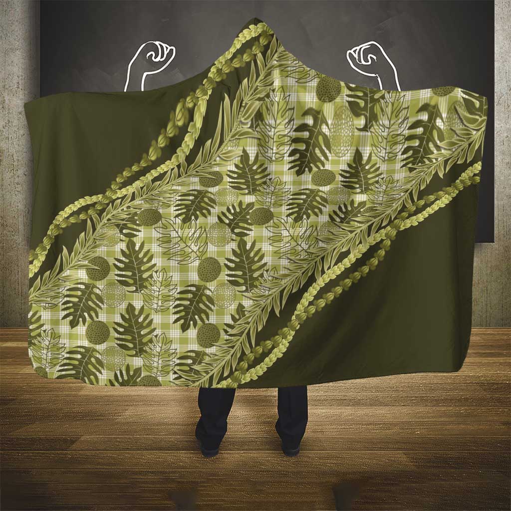 Hawaii Breadfruit Palaka Hooded Blanket Omaomao Maile Lei - Polynesian Pride