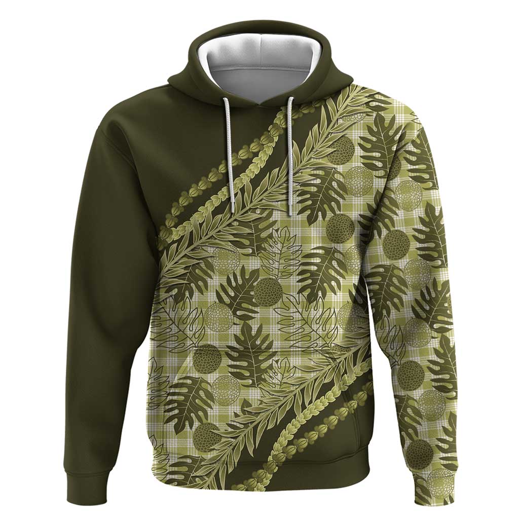 Hawaii Breadfruit Palaka Hoodie Omaomao Maile Lei LT9 Pullover Hoodie Green - Polynesian Pride