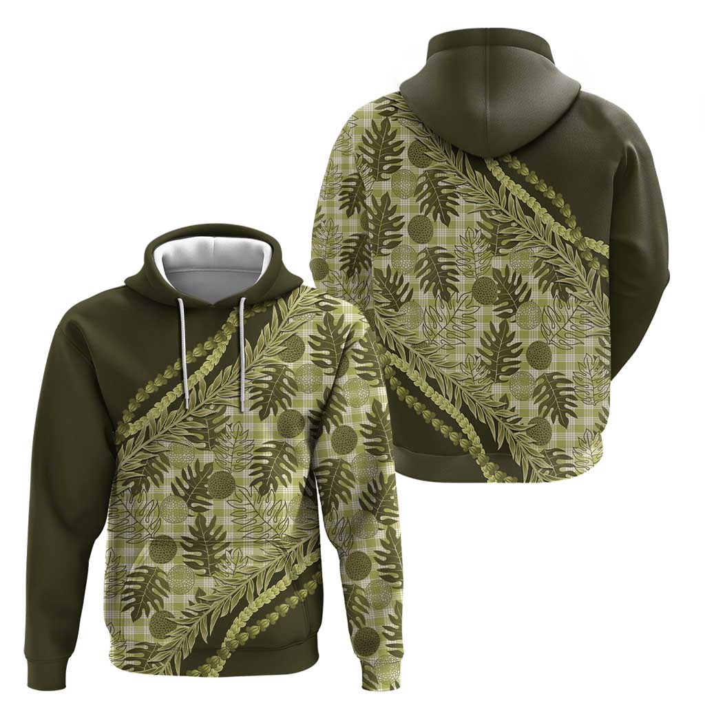 Hawaii Breadfruit Palaka Hoodie Omaomao Maile Lei - Polynesian Pride