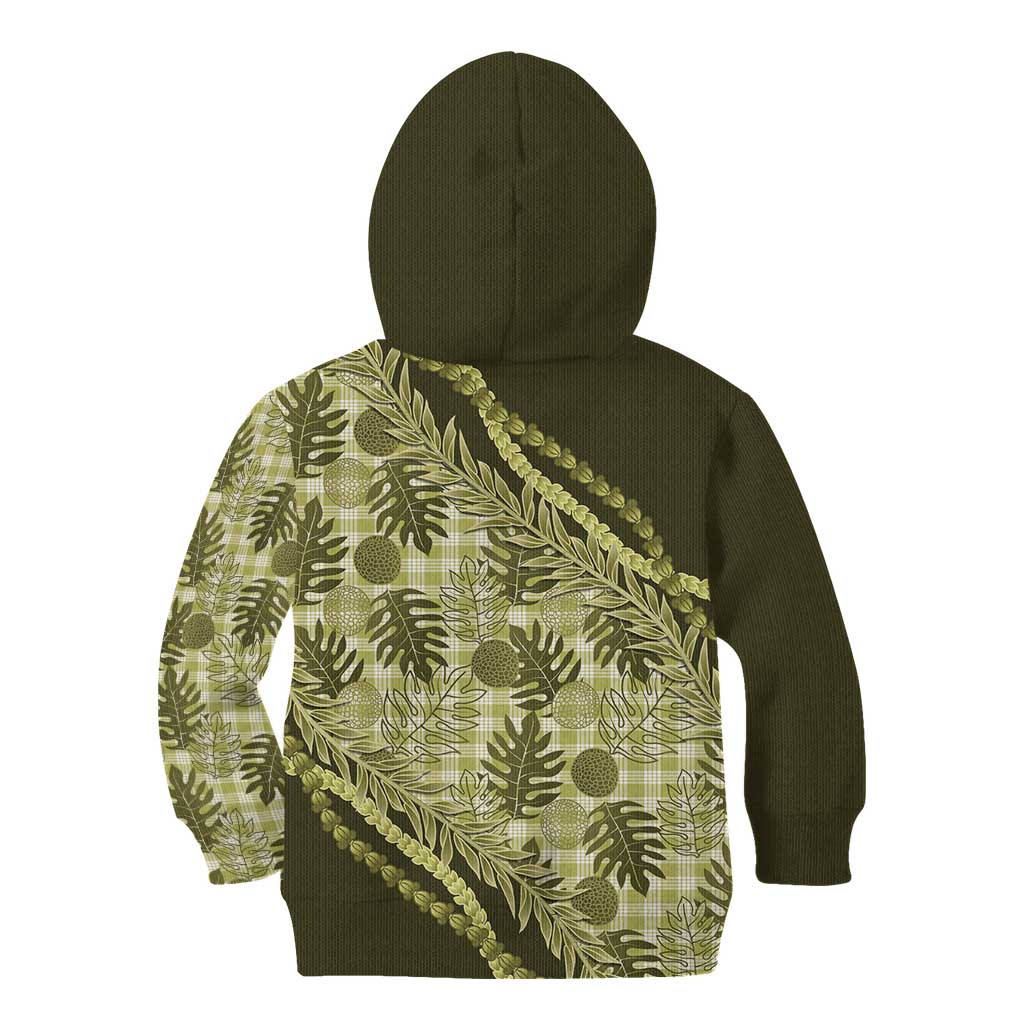 Hawaii Breadfruit Palaka Kid Hoodie Omaomao Maile Lei - Polynesian Pride