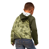 Hawaii Breadfruit Palaka Kid Hoodie Omaomao Maile Lei - Polynesian Pride