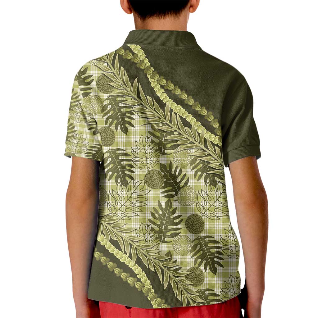 Hawaii Breadfruit Palaka Kid Polo Shirt Omaomao Maile Lei - Polynesian Pride