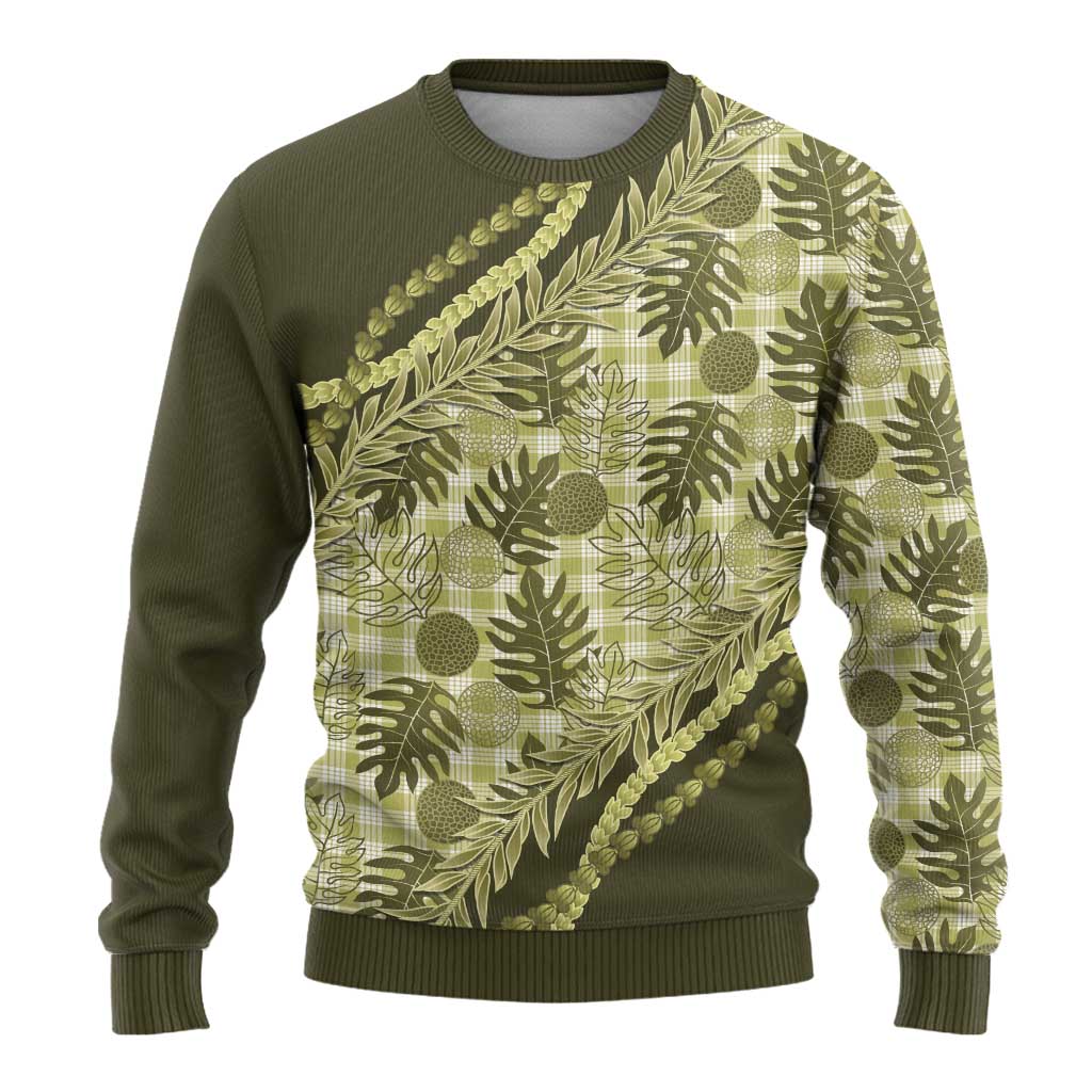 Hawaii Breadfruit Palaka Ugly Christmas Sweater Omaomao Maile Lei - Polynesian Pride