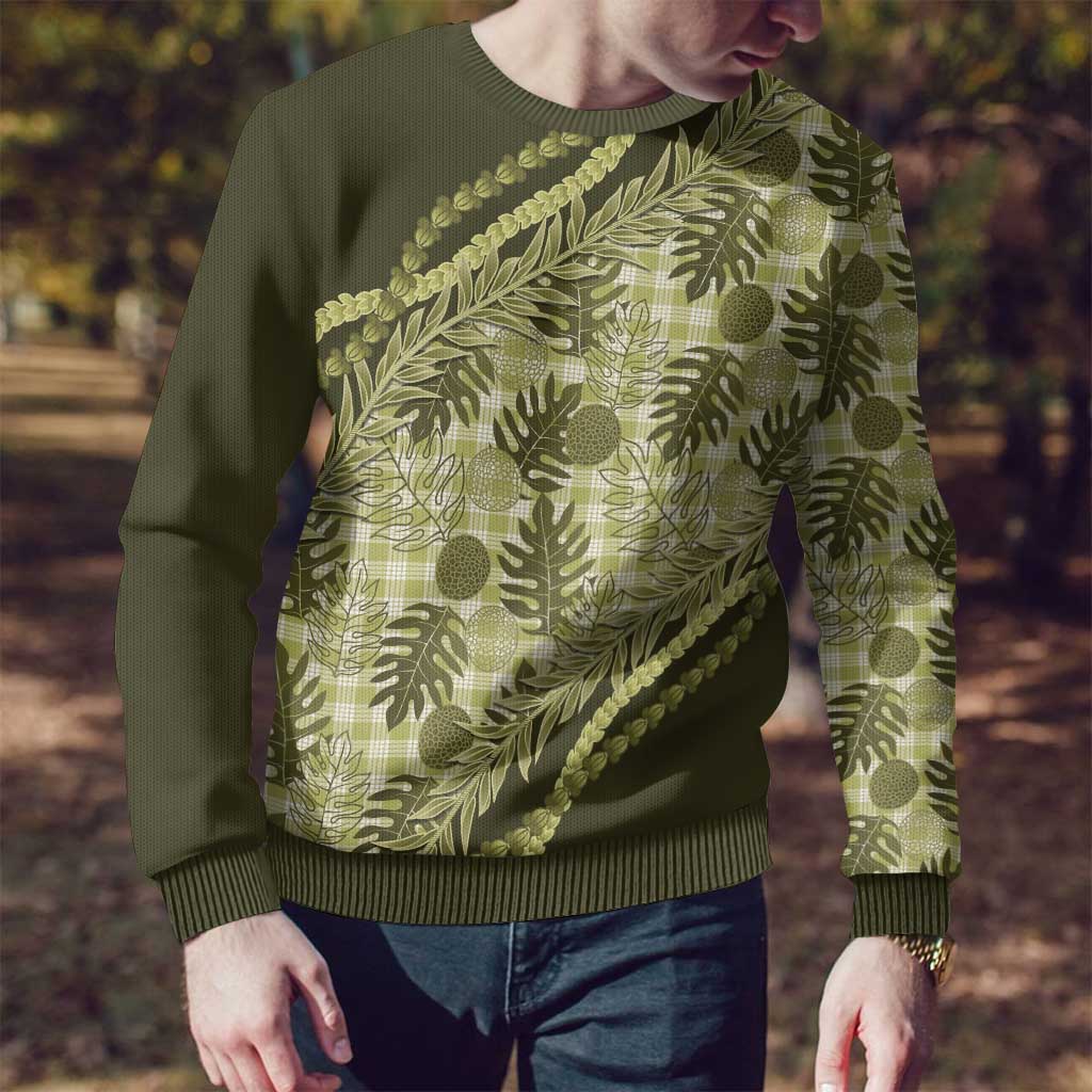 Hawaii Breadfruit Palaka Ugly Christmas Sweater Omaomao Maile Lei - Polynesian Pride
