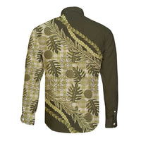 Hawaii Breadfruit Palaka Long Sleeve Button Shirt Omaomao Maile Lei - Polynesian Pride