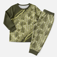Hawaii Breadfruit Palaka Christmas Pajama Set Omaomao Maile Lei - Polynesian Pride