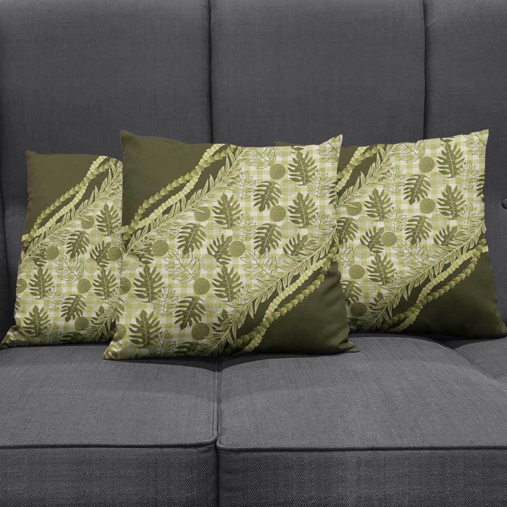Hawaii Breadfruit Palaka Pillow Cover Omaomao Maile Lei - Polynesian Pride