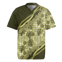 Hawaii Breadfruit Palaka Rugby Jersey Omaomao Maile Lei - Polynesian Pride