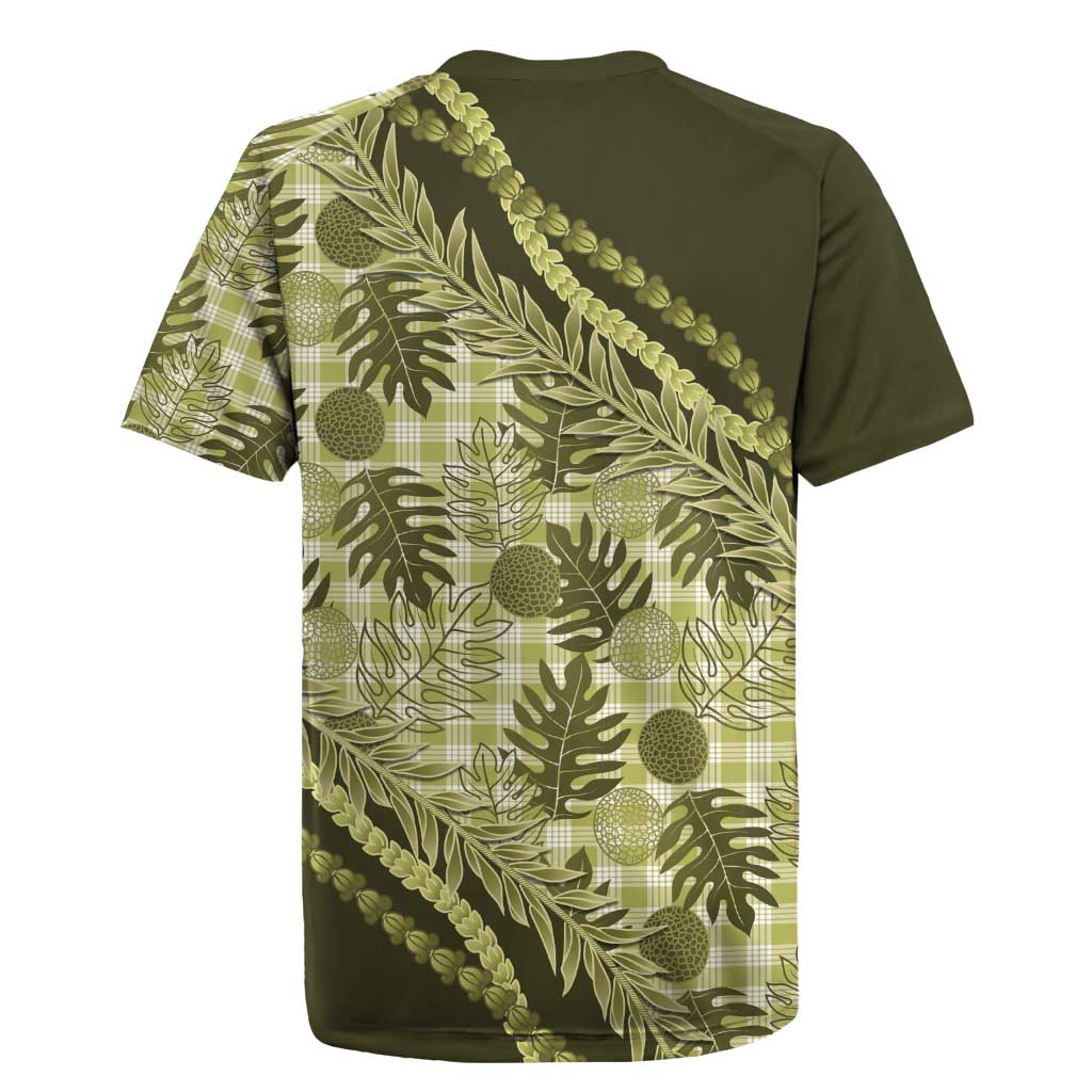 Hawaii Breadfruit Palaka Rugby Jersey Omaomao Maile Lei - Polynesian Pride