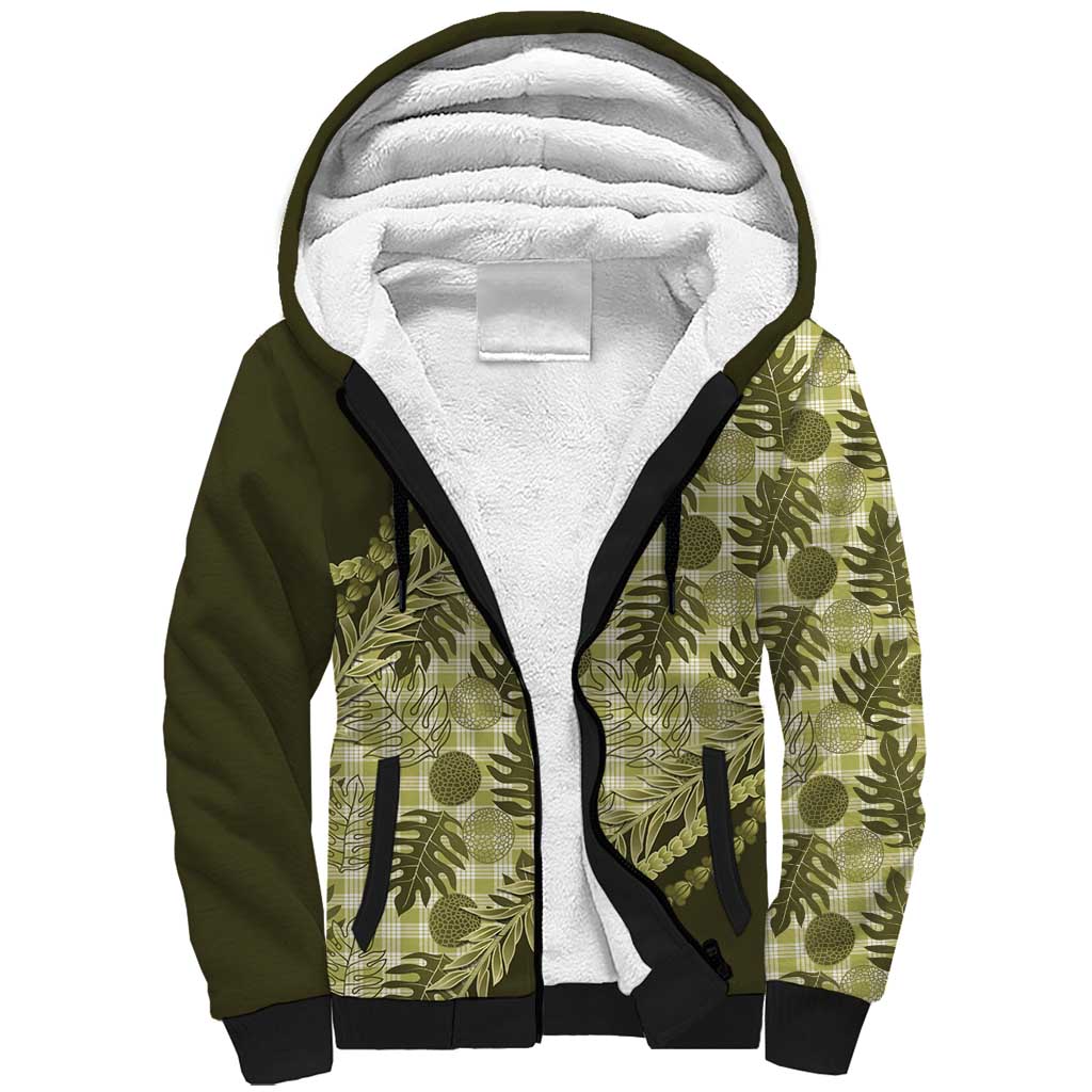 Hawaii Breadfruit Palaka Sherpa Hoodie Omaomao Maile Lei LT9 Unisex Green - Polynesian Pride