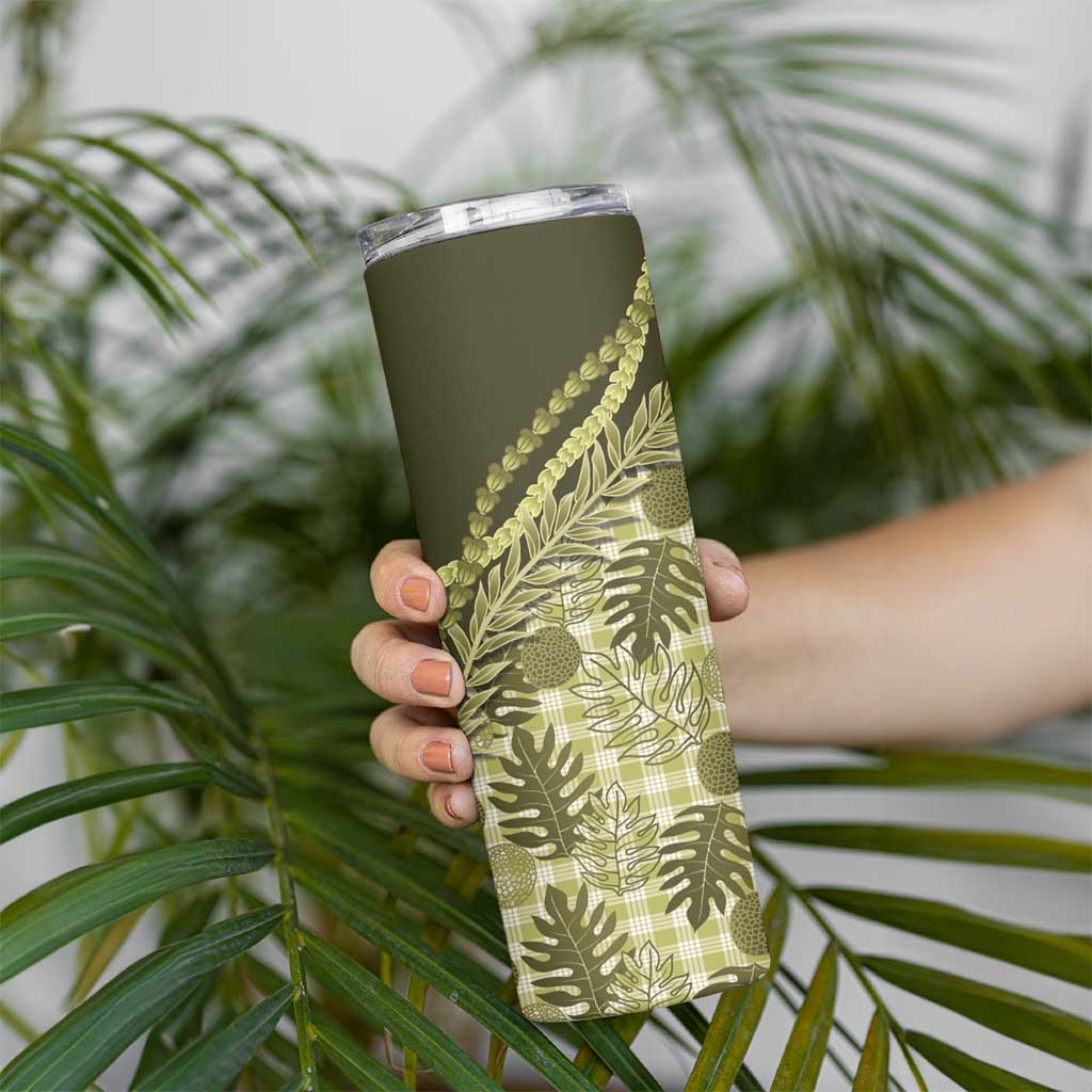 Hawaii Breadfruit Palaka Skinny Tumbler Omaomao Maile Lei - Polynesian Pride