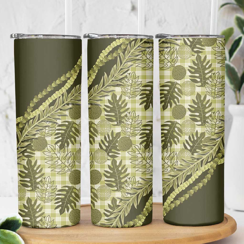Hawaii Breadfruit Palaka Skinny Tumbler Omaomao Maile Lei - Polynesian Pride