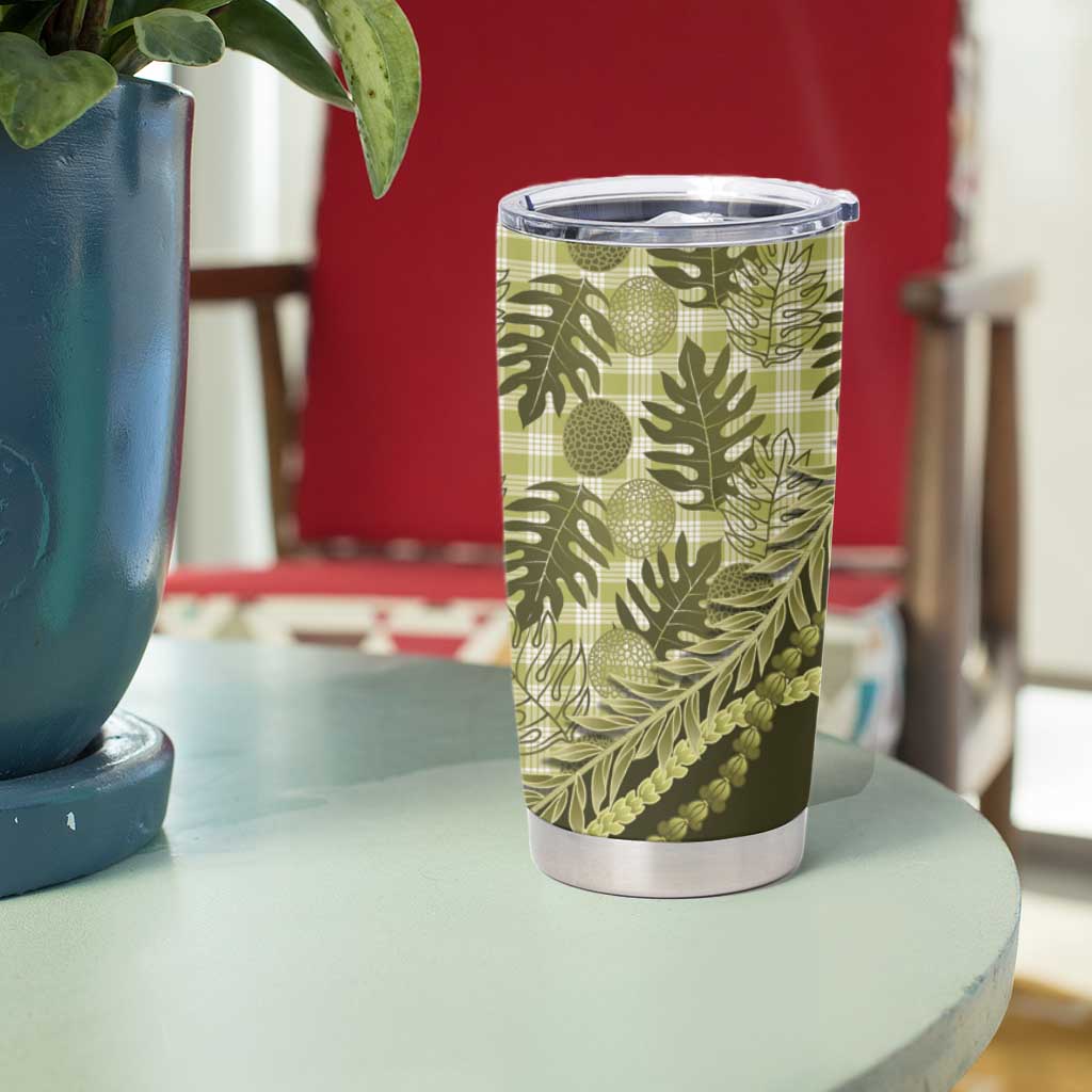 Hawaii Breadfruit Palaka Tumbler Cup Omaomao Maile Lei - Polynesian Pride