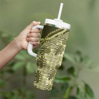 Hawaii Breadfruit Palaka Tumbler With Handle Omaomao Maile Lei - Polynesian Pride