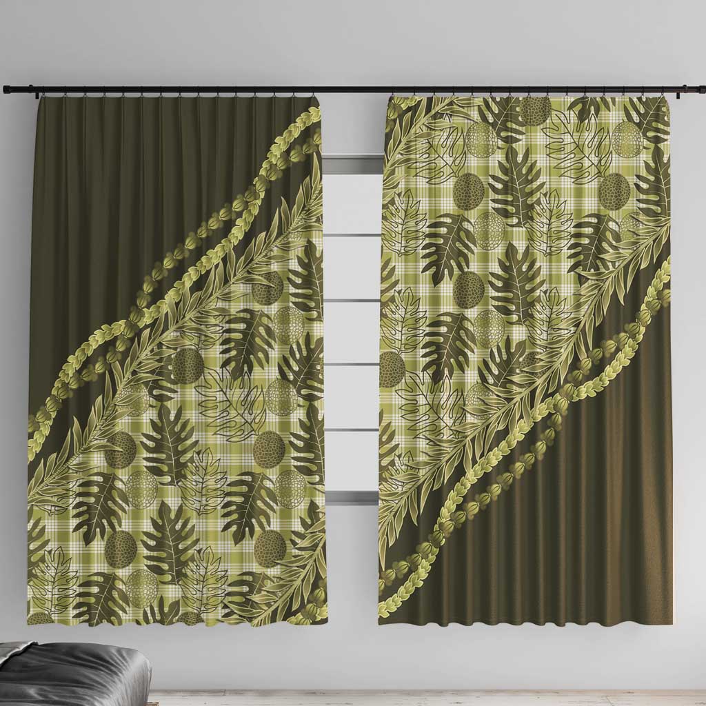 Hawaii Breadfruit Palaka Window Curtain Omaomao Maile Lei - Polynesian Pride