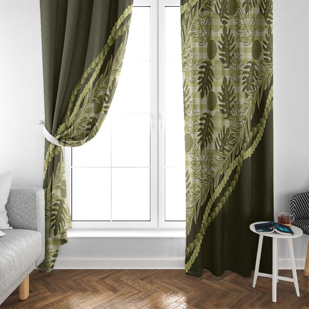Hawaii Breadfruit Palaka Window Curtain Omaomao Maile Lei - Polynesian Pride