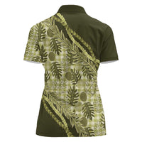 Hawaii Breadfruit Palaka Women Polo Shirt Omaomao Maile Lei - Polynesian Pride