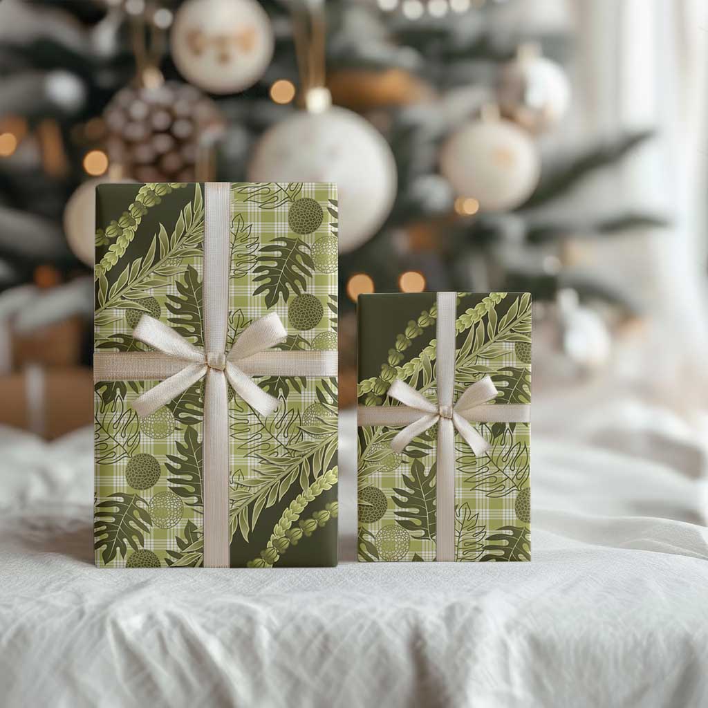 Hawaii Breadfruit Palaka Wrapping Paper Omaomao Maile Lei - Polynesian Pride