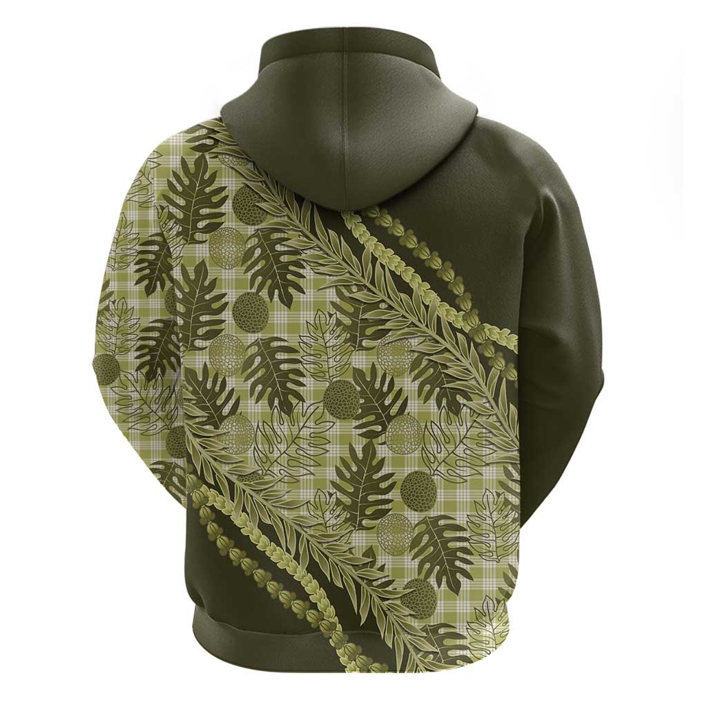 Hawaii Breadfruit Palaka Zip Hoodie Omaomao Maile Lei - Polynesian Pride
