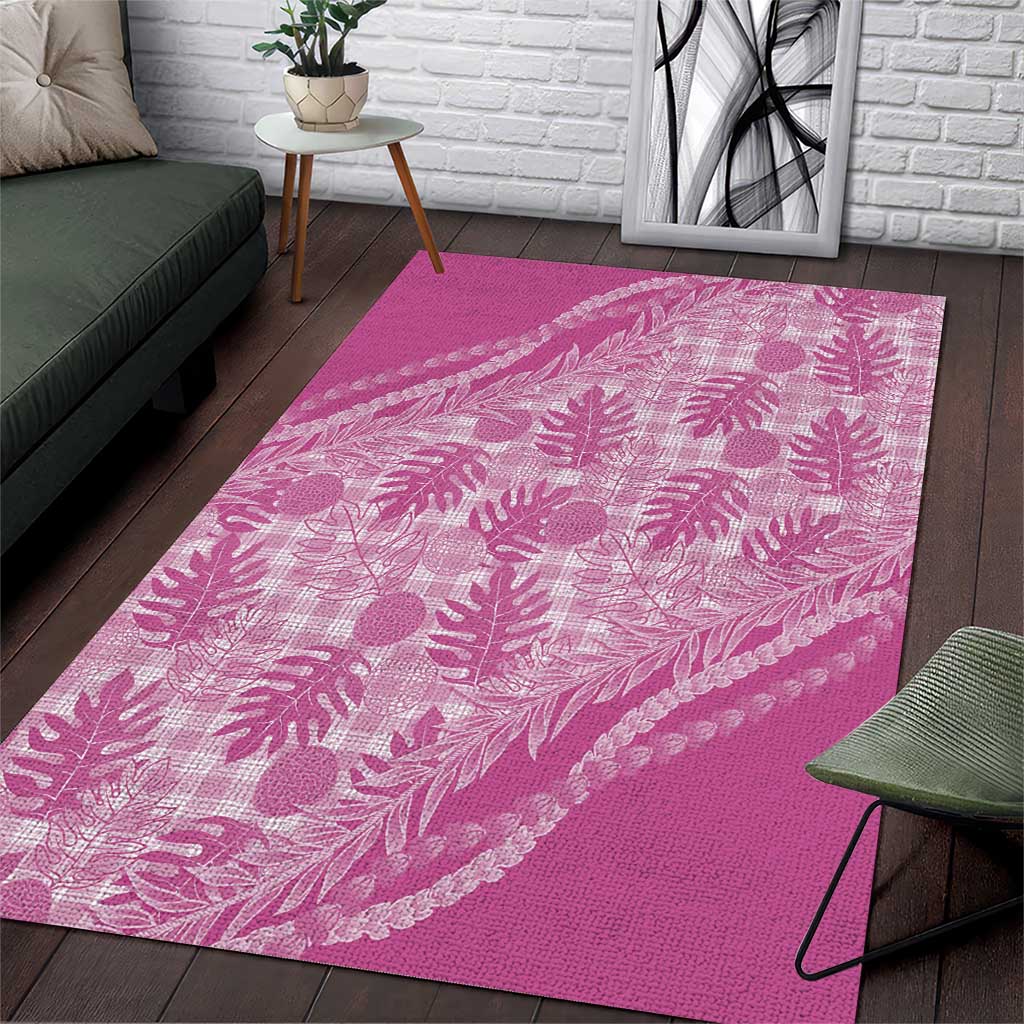Hawaii Breadfruit Palaka Area Rug Omaomao Ulaula Maile Lei - Polynesian Pride