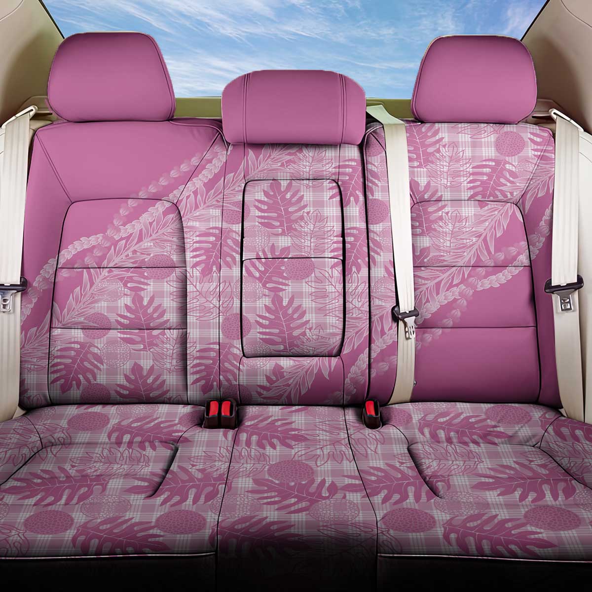Hawaii Breadfruit Palaka Back Car Seat Cover Omaomao Ulaula Maile Lei - Polynesian Pride