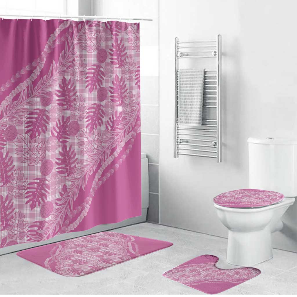 Hawaii Breadfruit Palaka Bathroom Set Omaomao Ulaula Maile Lei - Polynesian Pride