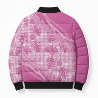 Hawaii Breadfruit Palaka Bomber Puffer Jacket Omaomao Ulaula Maile Lei - Polynesian Pride