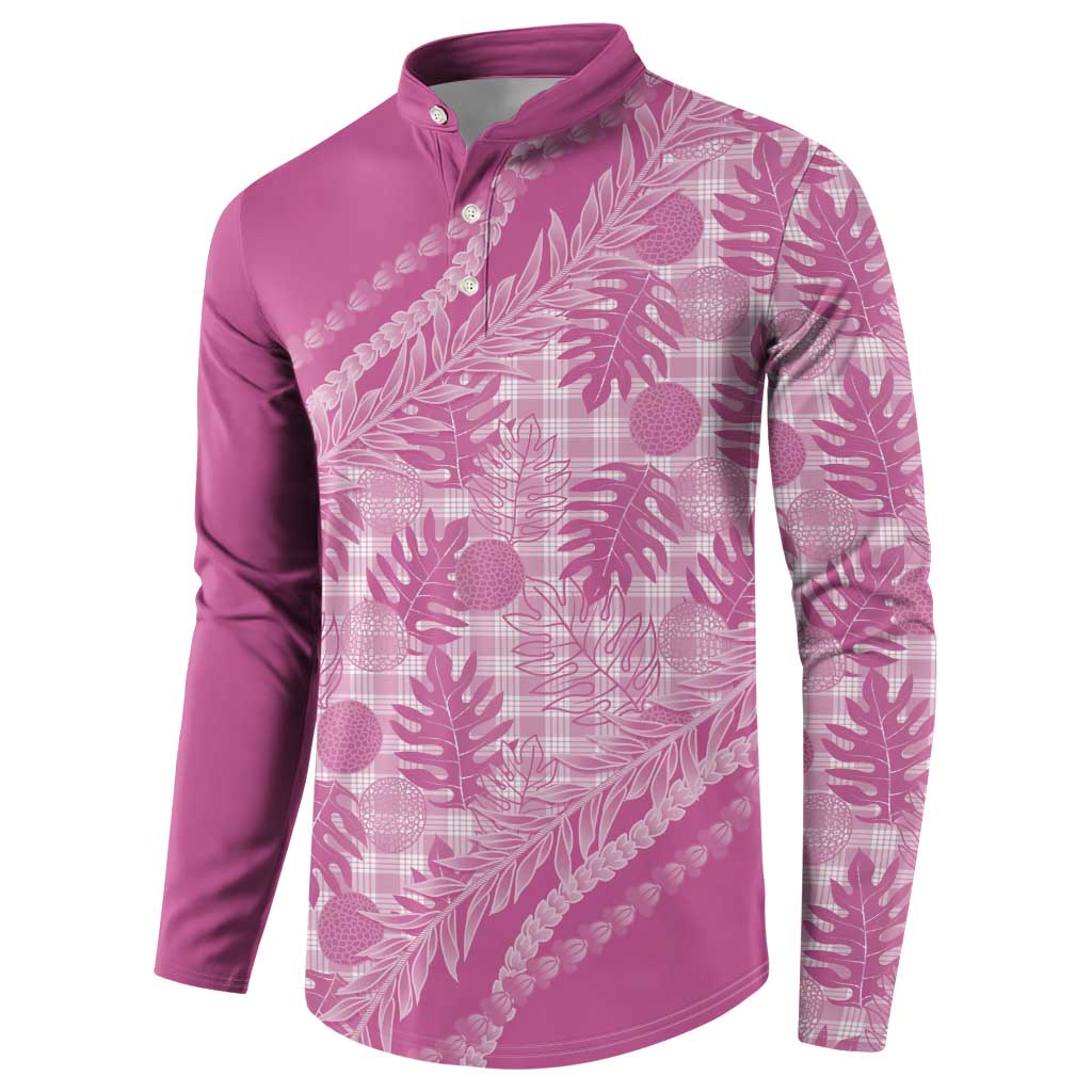 Hawaii Breadfruit Palaka Button Sweatshirt Omaomao Ulaula Maile Lei - Polynesian Pride