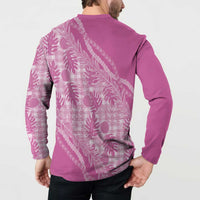 Hawaii Breadfruit Palaka Button Sweatshirt Omaomao Ulaula Maile Lei - Polynesian Pride