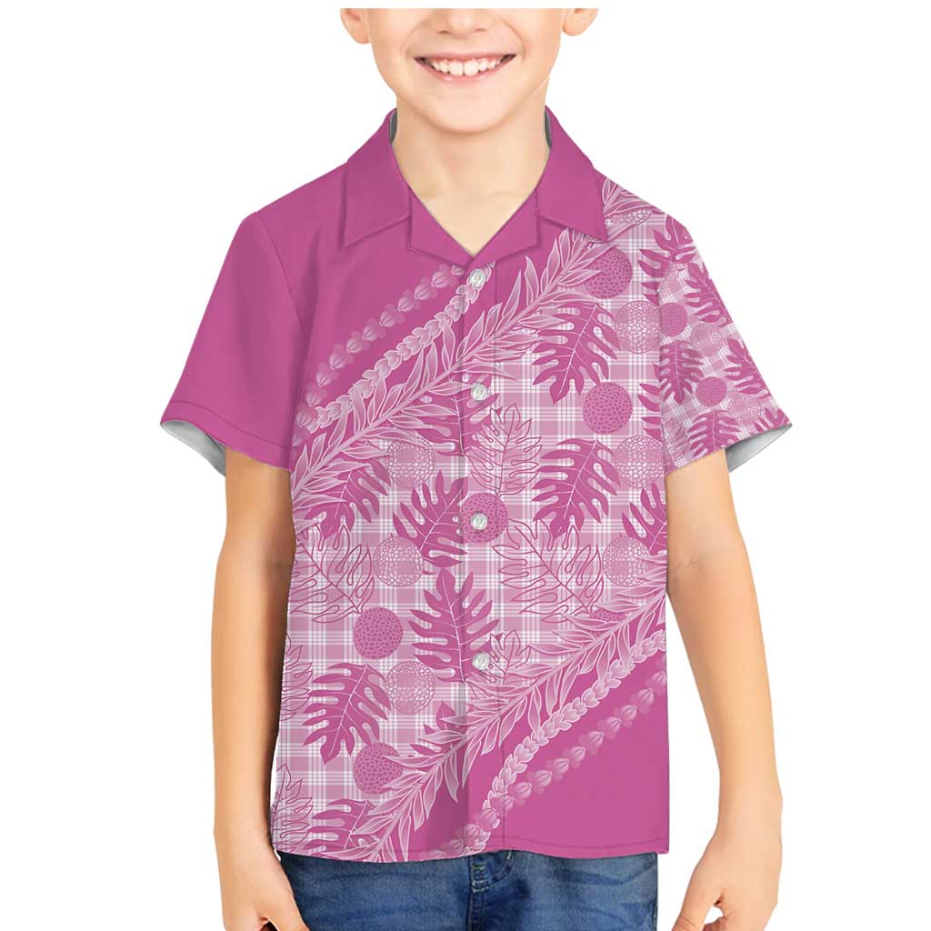 Hawaii Breadfruit Palaka Family Matching Mermaid Dress and Hawaiian Shirt Omaomao Ulaula Maile Lei - Polynesian Pride