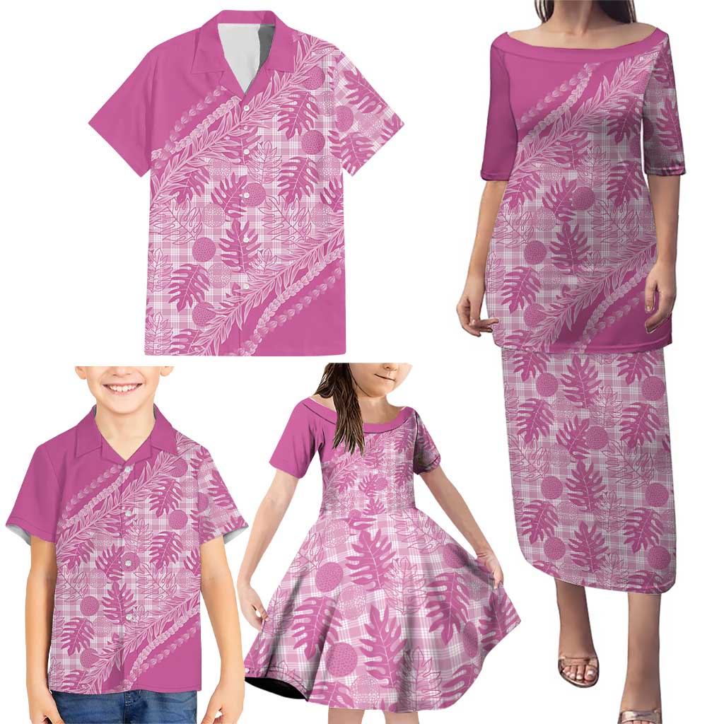 Hawaii Breadfruit Palaka Family Matching Puletasi and Hawaiian Shirt Omaomao Ulaula Maile Lei LT9 - Polynesian Pride