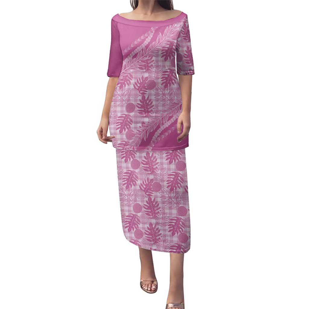 Hawaii Breadfruit Palaka Family Matching Puletasi and Hawaiian Shirt Omaomao Ulaula Maile Lei - Polynesian Pride