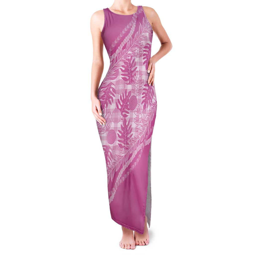 Hawaii Breadfruit Palaka Family Matching Tank Maxi Dress and Hawaiian Shirt Omaomao Ulaula Maile Lei - Polynesian Pride