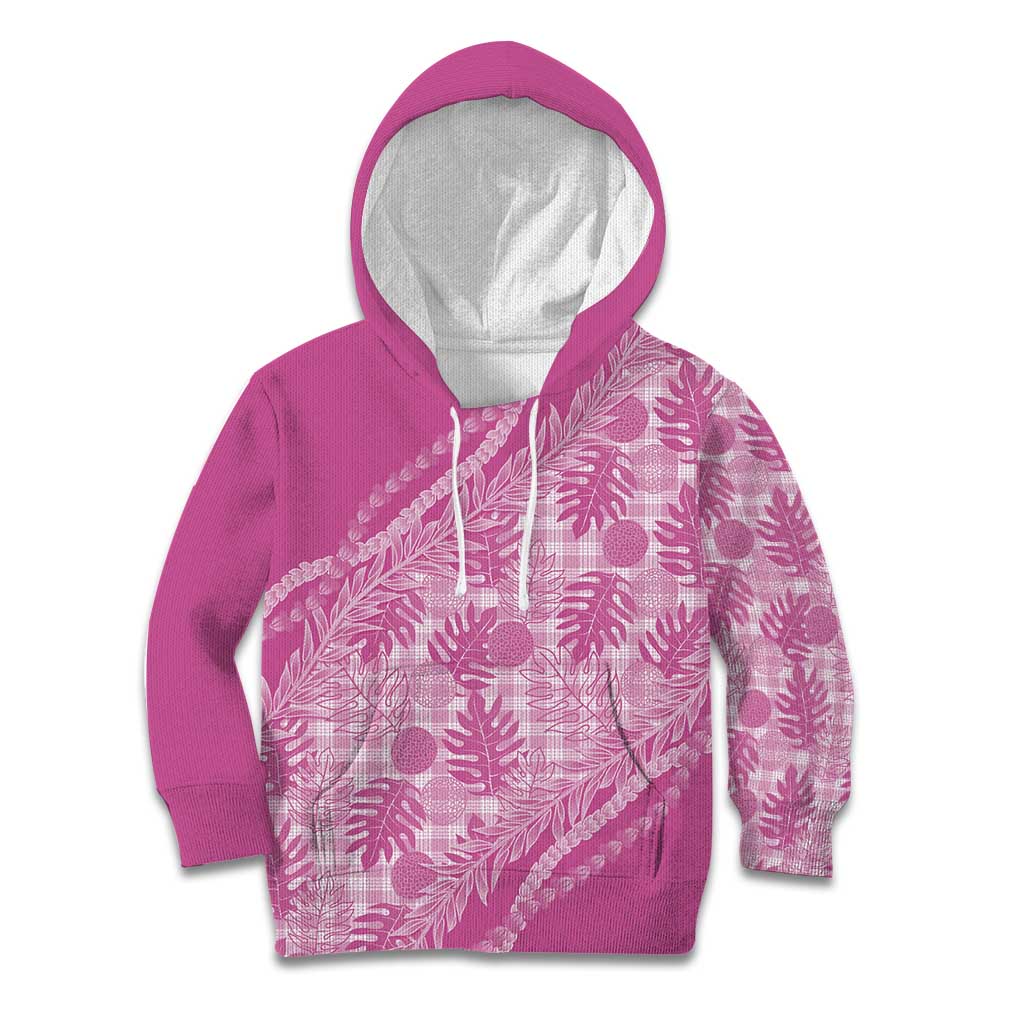 Hawaii Breadfruit Palaka Kid Hoodie Omaomao Ulaula Maile Lei LT9 Hoodie Pink - Polynesian Pride