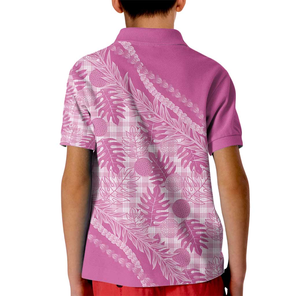 Hawaii Breadfruit Palaka Kid Polo Shirt Omaomao Ulaula Maile Lei - Polynesian Pride