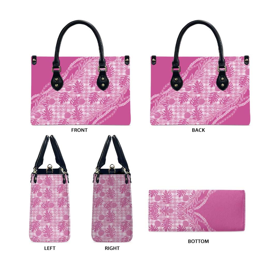 Hawaii Breadfruit Palaka Leather Bag Omaomao Ulaula Maile Lei - Polynesian Pride