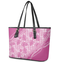 Hawaii Breadfruit Palaka Leather Tote Bag Omaomao Ulaula Maile Lei - Polynesian Pride