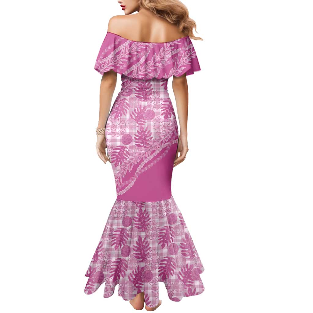Hawaii Breadfruit Palaka Mermaid Dress Omaomao Ulaula Maile Lei - Polynesian Pride