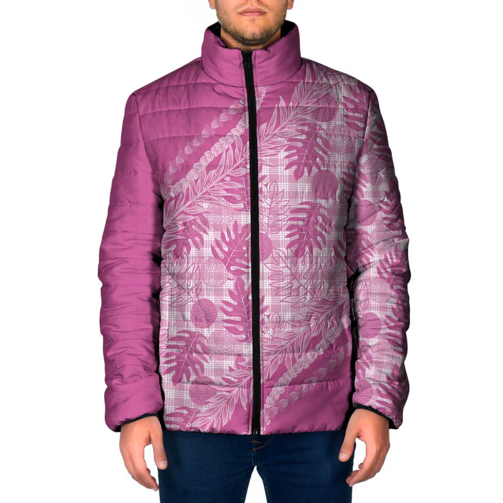 Hawaii Breadfruit Palaka Padded Jacket Omaomao Ulaula Maile Lei - Polynesian Pride