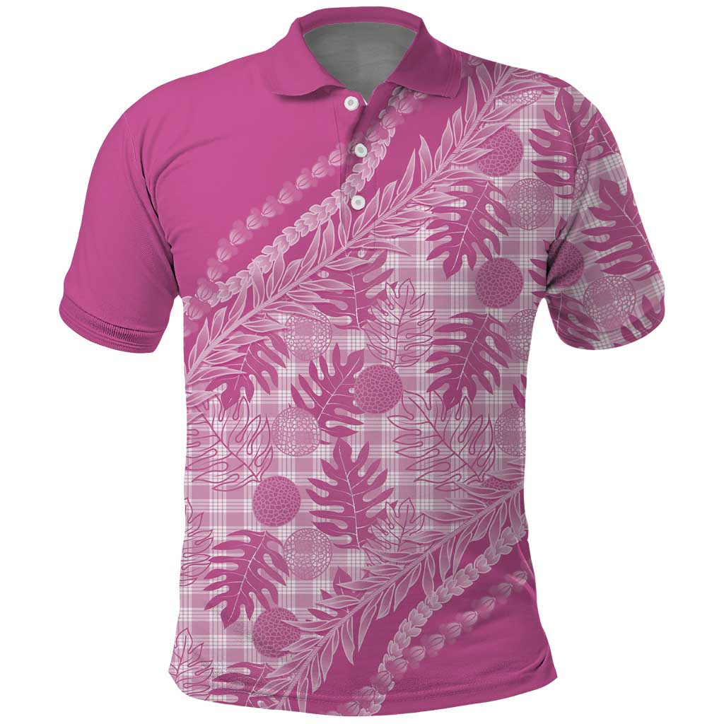 Hawaii Breadfruit Palaka Polo Shirt Omaomao Ulaula Maile Lei - Polynesian Pride