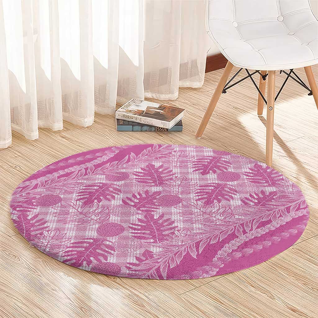 Hawaii Breadfruit Palaka Round Carpet Omaomao Ulaula Maile Lei - Polynesian Pride