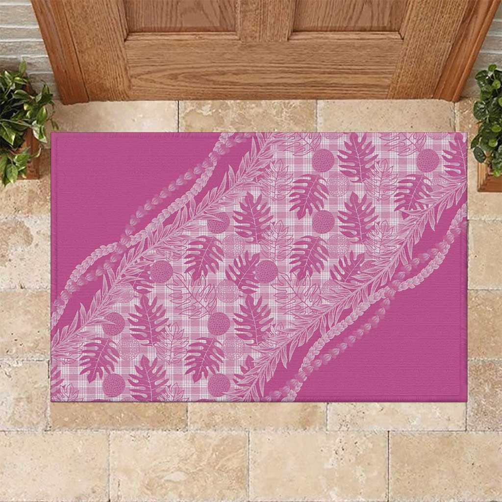 Hawaii Breadfruit Palaka Rubber Doormat Omaomao Ulaula Maile Lei - Polynesian Pride