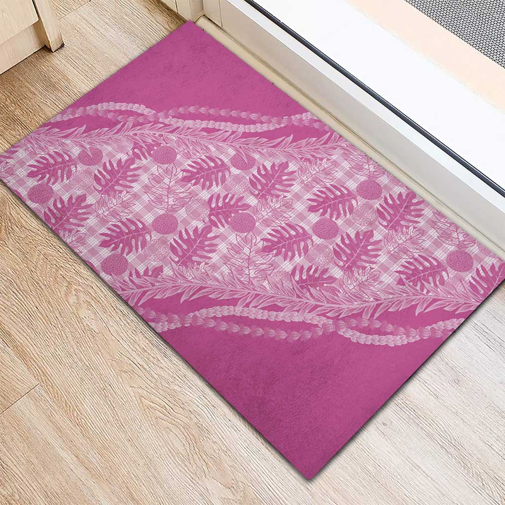 Hawaii Breadfruit Palaka Rubber Doormat Omaomao Ulaula Maile Lei - Polynesian Pride