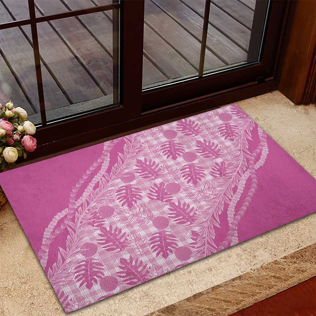 Hawaii Breadfruit Palaka Rubber Doormat Omaomao Ulaula Maile Lei - Polynesian Pride