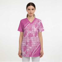 Hawaii Breadfruit Palaka Scrub Top Omaomao Ulaula Maile Lei - Polynesian Pride