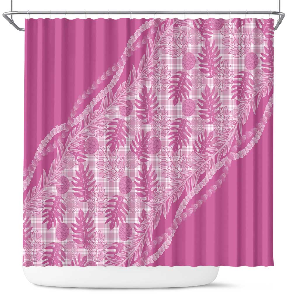 Hawaii Breadfruit Palaka Shower Curtain Omaomao Ulaula Maile Lei - Polynesian Pride