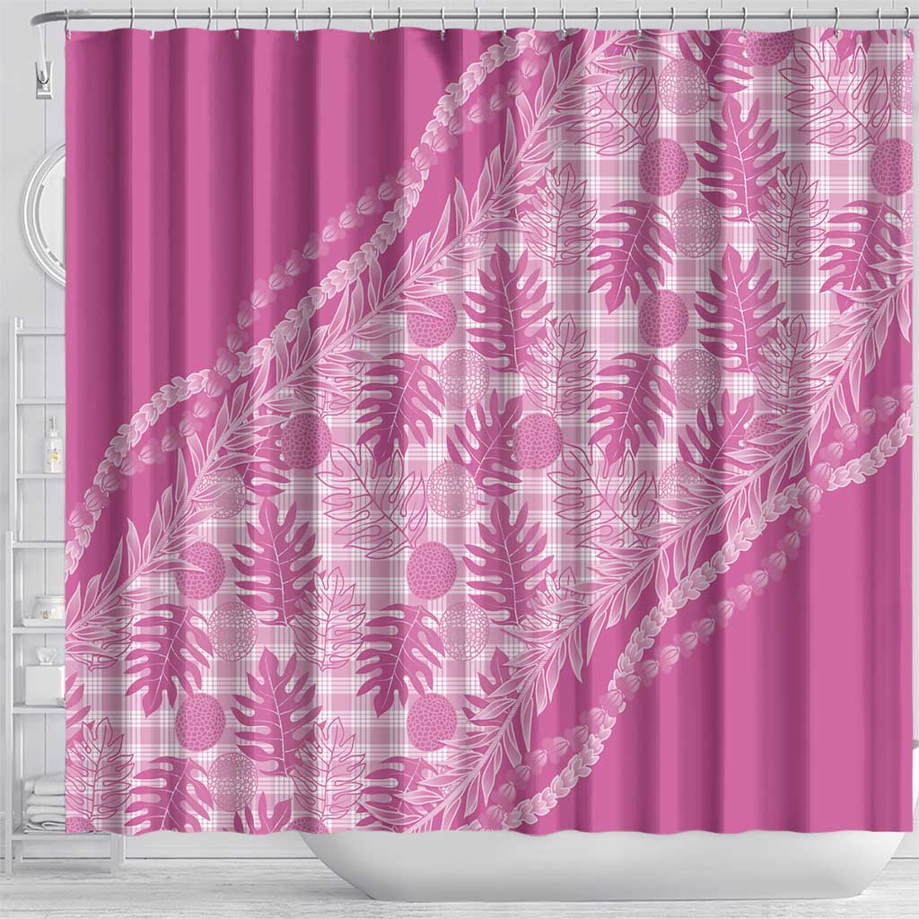 Hawaii Breadfruit Palaka Shower Curtain Omaomao Ulaula Maile Lei - Polynesian Pride