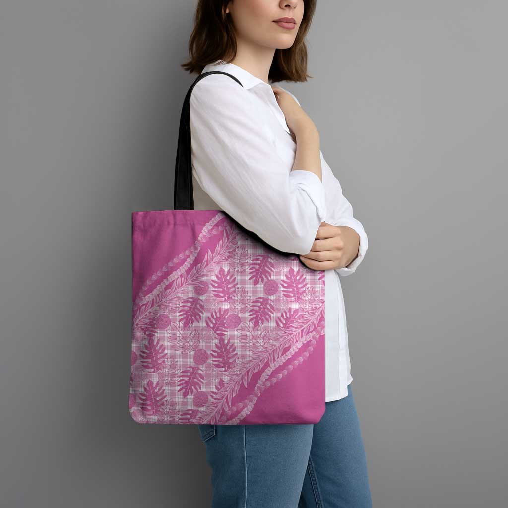 Hawaii Breadfruit Palaka Tote Bag Omaomao Ulaula Maile Lei - Polynesian Pride
